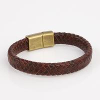 PU Leather Cord Bracelets, with Tibetan Style, gold color plated, vintage & for man, more colors for choice, Length:21 cm, Sold By PC