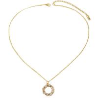 Zinc Alloy smykker halskæde, med 8CM extender kæde, Flower, guldfarve belagt, mode smykker & for kvinde & med rhinestone, Længde Ca. 40 cm, Solgt af par
