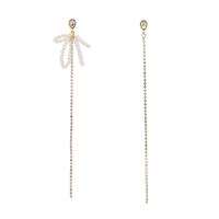 Asymmetric Earrings Zinc Alloy with Plastic Pearl & Acrylic gold color plated fashion jewelry & for woman & with rhinestone white  Sold By Pair