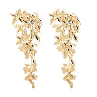 Iron Earring Flower gold color plated fashion jewelry & for woman nickel lead & cadmium free Sold By Pair