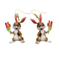Acrylic Jewelry Earring, Rabbit, fashion jewelry & for woman, mixed colors, 28x50mm, Sold By Pair