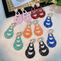 Zinklegierung Ohrringe, mit ABS-Kunststoff-Perlen, plattiert, Modeschmuck, keine, frei von Nickel, Blei & Kadmium, 44x84mm, verkauft von Paar