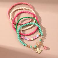 Fashion Jewelry Anklet, Glass Beads, with Resin, with rhinestone, more colors for choice, 5PCs/Set, Sold By Set