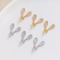 Brass Earring Stud Component plated DIY & with rhinestone nickel lead & cadmium free Sold By PC
