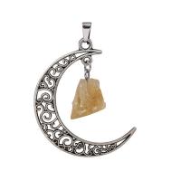 Gemstone Pendants Jewelry Natural Stone with Zinc Alloy Moon fashion jewelry & Unisex nickel lead & cadmium free 36mm Sold By PC