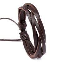 Bracelet cordon en cuir, Faux cuir, avec corde de cire, Vintage & bijoux de mode & pour homme, plus de couleurs à choisir, protéger l'environnement, sans nickel, plomb et cadmium, 1.2CM, Longueur:Environ 17-18 cm, Vendu par PC