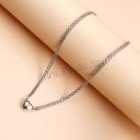 Zinc Alloy Jewelry Necklace Heart plated fashion jewelry & for woman platinum color nickel lead & cadmium free Length Approx 42 cm Sold By PC