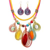 Zinc Alloy Jewelry Sets earring & necklace with Plastic with 7CM extender chain plated 2 pieces & Bohemian style & for woman nickel lead & cadmium free Length Approx 42 cm Sold By Set