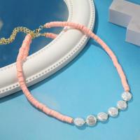 Mode halsband smycken, Polymer Clay, med Plast Pearl, med 7CM extender kedja, mode smycken & olika stilar för val & för kvinna, fler färger för val, nickel, bly och kadmium gratis, Längd Ca 40 cm, Säljs av PC