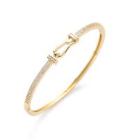 Brass Bracelet & Bangle real gold plated & micro pave cubic zirconia & for woman gold Inner Approx 60mm Sold By PC