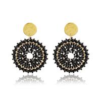 Tibetan Style Stud Earring, Seedbead, with Crystal & Tibetan Style, fashion jewelry & for woman, more colors for choice, 57x40mm, Sold By Pair