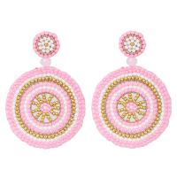Tibetan Style Stud Earring, Seedbead, with Tibetan Style, fashion jewelry & for woman, pink, 60x40mm, Sold By Pair
