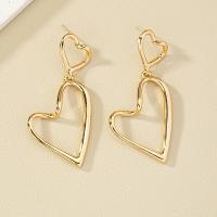Zinc Alloy Stud Earring Heart gold color plated fashion jewelry & for woman & hollow nickel lead & cadmium free Sold By Pair