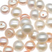 Natural Freshwater Pearl Loose Beads, Flat Round, DIY & different size for choice, white, Sold By Pair
