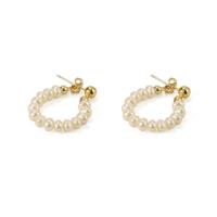 Boucles d'oreilles en perles d'eau douce, laiton, avec perle d'eau douce cultivée, Placage de couleur d'or, bijoux de mode & pour femme, deux couleurs différentes, 60x4mm, Vendu par paire