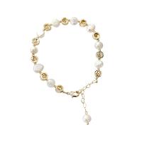 Freshwater Kulturperler Pearl Bracelet, Plastic Pearl, med Zinc Alloy, med 5cm extender kæde, håndlavet, mode smykker & for kvinde, to forskellige farvede, Solgt Per 16 cm Strand
