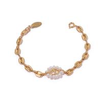 Freshwater Cultured Pearl Bracelet Brass with Freshwater Pearl with 1cm extender chain Vacuum Ion Plating fashion jewelry & for woman two different colored Length 16.2 cm Sold By PC