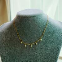 Brass Necklace, with 6cm extender chain, gold color plated, fashion jewelry & for woman, two different colored, Length:36 cm, Sold By PC