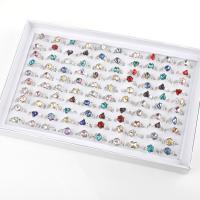 Zinc Alloy Ring Set with Glass Rhinestone & paper box & Sponge plated fashion jewelry & Unisex & mixed inner ~20mm Sold By Box