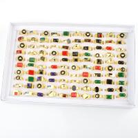 سبائك الزنك خاتم مجموعة, مع ورقة مربع & إسفنج & أكريليك, لون الذهب مطلي, مجوهرات الموضة & للجنسين & مينا & مختلط, inner diameter:17~20mm, تباع بواسطة مربع