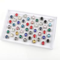 سبائك الزنك خاتم مجموعة, مع ورقة مربع & إسفنج, لون الفضة مطلي, مجوهرات الموضة & للجنسين & الأوجه & مختلط, inner diameter:17~20mm, تباع بواسطة مربع