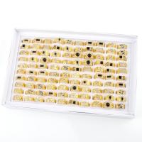 Ensemble d’anneau en alliage de zinc, avec boîte de papier & Éponge & pierre gemme & strass, Placage de couleur d'or, bijoux de mode & unisexe & mélangé, noire, inner diameter:17~20mm, Vendu par boîte