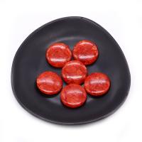 Drahokam Kabošony, Syntetický Coral, Flat Round, DIY, červený, 25mm, Prodáno By PC