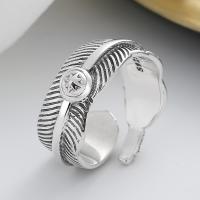 925 Sterling Silver Finger Rings Feather Antique finish fashion jewelry & Unisex nickel lead & cadmium free Sold By PC
