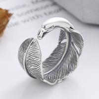 925 Sterling Silver Finger Rings, Feather, Antique finish, fashion jewelry & Unisex & different styles for choice, nickel, lead & cadmium free, 12mm, Sold By PC