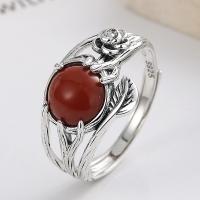 925 Sterling Silver Finger Rings with Yunnan Red Agate Antique finish fashion jewelry & for woman nickel lead & cadmium free 12mm Sold By PC