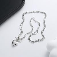925 Sterling Silver Necklaces, Antique finish, Double Layer & fashion jewelry & for woman, nickel, lead & cadmium free, Length:Approx 16.54 Inch, Sold By PC