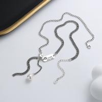925 Sterling Silver Necklaces with Plastic Pearl with 1.97inch extender chain Antique finish fashion jewelry & for woman nickel lead & cadmium free Length Approx 15.75 Inch Sold By PC