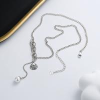 Sterling Silber Halsketten, 925er Sterling Silber, mit Kunststoff Perlen, mit Verlängerungskettchen von 1.97inch, Modeschmuck & für Frau, frei von Nickel, Blei & Kadmium, Länge:ca. 17.72 ZollInch, verkauft von PC