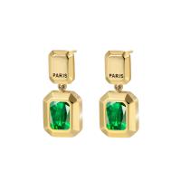 Brass Stud Earring, with Crystal, plated, fashion jewelry & for woman, more colors for choice, nickel, lead & cadmium free, 13x28mm, Sold By Pair