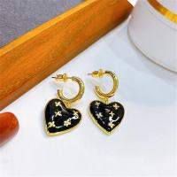 Brass Stud Earring Heart plated fashion jewelry & for woman nickel lead & cadmium free 30mm Sold By Pair