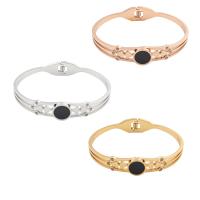 Stainless Steel Bangle, 304 Stainless Steel, with Acrylic, Vacuum Ion Plating, fashion jewelry & for woman & with rhinestone, more colors for choice, 64*12*5mm, Sold By PC