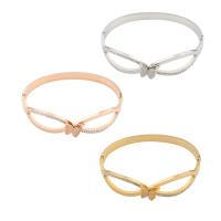 Stainless Steel Bangle, 304 Stainless Steel, Butterfly, Vacuum Ion Plating, fashion jewelry & for woman & with rhinestone, more colors for choice, 64*14*7mm, Sold By PC