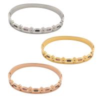 Stainless Steel Bangle, 304 Stainless Steel, Vacuum Ion Plating, fashion jewelry & for woman & with rhinestone, more colors for choice, 65*8*2mm, Sold By PC