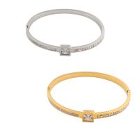 Stainless Steel Bangle, 304 Stainless Steel, Vacuum Ion Plating, fashion jewelry & for woman & with rhinestone, more colors for choice, 62*8*3mm, Sold By PC