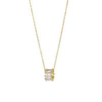 Titanium Steel Necklace, Vacuum Ion Plating, fashion jewelry & micro pave cubic zirconia & for woman, golden, Sold Per Approx 15.75 Inch Strand