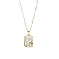 Stainless Steel Jewelry Necklace, 304 Stainless Steel, with 1.97inch extender chain, Vacuum Plating, fashion jewelry & micro pave cubic zirconia & for woman, golden, 25x14mm, Sold Per Approx 15.75 Inch Strand