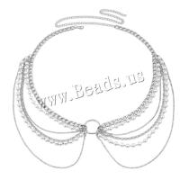 Body Chain Jewelry Zinc Alloy with Plastic Pearl & Aluminum plated multilayer & for woman & with rhinestone nickel lead & cadmium free Length 70 cm Sold By PC