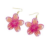 Acrylic Jewelry Earring, Flower, fashion jewelry & for woman, pink, 37x55mm, Sold By Pair
