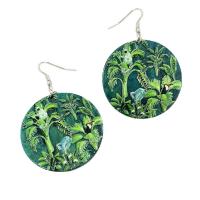 Acrylic Jewelry Earring, Round, fashion jewelry & for woman, green, 43x63mm, Sold By Pair