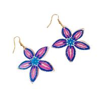 Boucle d'oreille bijoux acrylique, fleur, bijoux de mode & pour femme, violet, 47x65mm, Vendu par paire