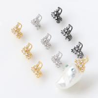 Brass Earring Stud Component plated DIY & micro pave cubic zirconia nickel lead & cadmium free Sold By PC