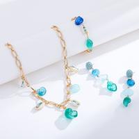 Zinc Alloy Jewelry Sets Stud Earring & bracelet & necklace with Glass Rhinestone & Shell & Resin & Iron fashion jewelry & for woman nickel lead & cadmium free Sold By PC