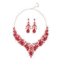 Tibetan Style Jewelry Sets, Stud Earring & necklace, with Plastic Pearl, with 5CM extender chain, plated, 2 pieces & fashion jewelry & for woman & with rhinestone, more colors for choice, nickel, lead & cadmium free, Length:Approx 43 cm, Sold By Set
