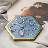Cink Alloy Ring Set, Cink ötvözet, 6 darab & divat ékszerek & különböző stílusokat a választás & a nő, nikkel, ólom és kadmium mentes, Által értékesített Set