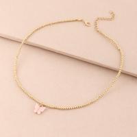Zinc Alloy Jewelry Necklace with 5CM extender chain Butterfly gold color plated fashion jewelry & for woman nickel lead & cadmium free Length Approx 40.3 cm Sold By PC